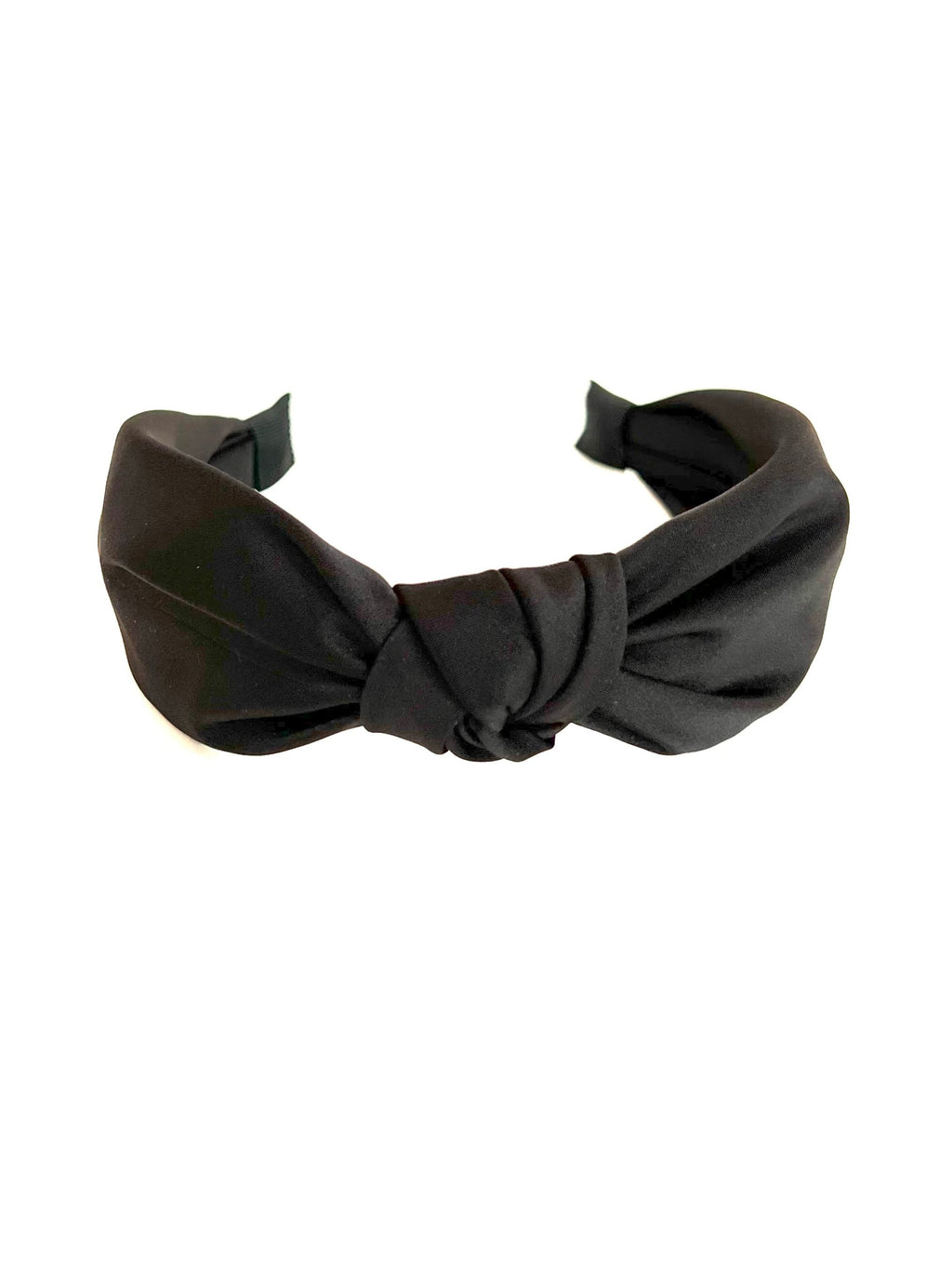 Black Satin headband with knot detail