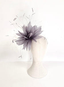 large grey feather fascinator