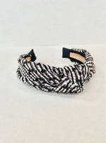 black and white knot chunky wool headband