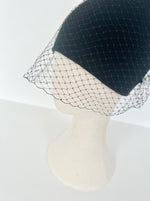 black knitted beanie with veil