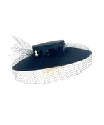 stain boater hat black with netting