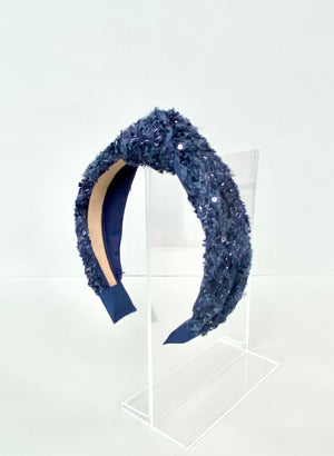 blue knot tweed chunky headband