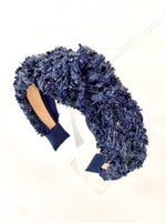 navy tweed knot headband for winter boucle