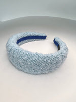 pale blue padded wool tweed chunky large headband