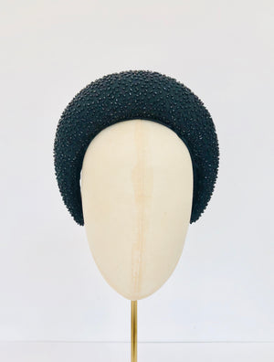 black crystal padded headband in the style of kate middleton